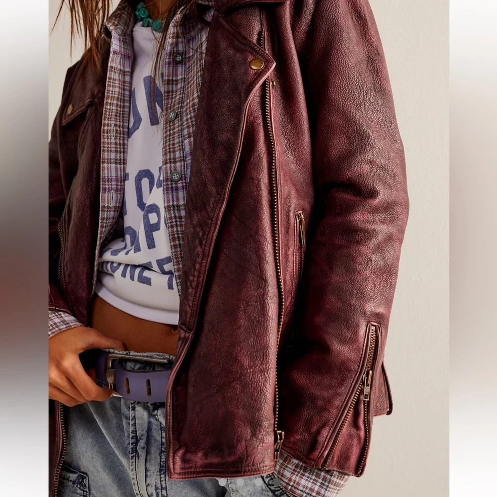 ✨NEW!✨Free People We The Free Jealousy Leather Moto Jacket - Picture 4 of 8